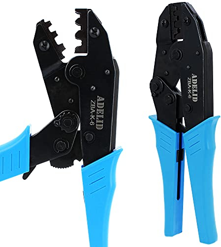 ADELID Crimpzange Kabelschuhzange BASIC Mit Ratschenfunktion Für Steckverbinder 0.5-6.0 mm² Kabelschuhe Quetschverbinder | Krimpzange Mit Ergonomischer Griff Crimp Tool Elektriker Werkzeuge | ZBA-K-6