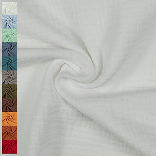 Musselin Stoff Sunny, Double Gauze, uni weiß (Länge am Stück: ab 50cm / Breite: 130cm)