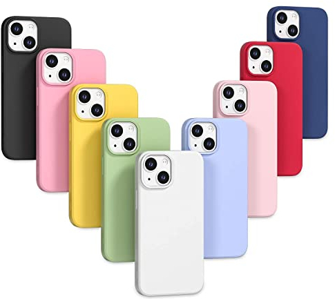 Coqinen 9X Hülle Kompatibel mit iPhone 13, Ultra dünn Silikon Handyhülle Matt Stoßfest Weiche Schutzhülle, 9 Farbe