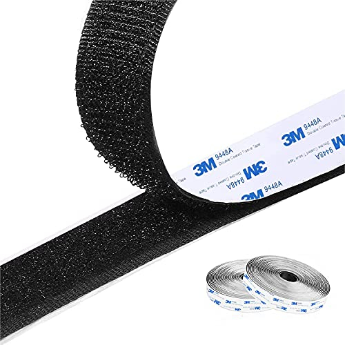 Drenky Nastro Adesivo a Strappo, Nero Strisce Laccio Adesivo Extra Forte Nastro con Chiusura a Strappo Autoadesivo Riutilizzabile Hook Loop Autoadesivo per Zanzariera e Portafoto, 5m x 2cm