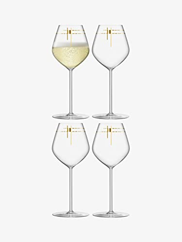 LSA International Century Champagne Tulip Glass 285ml Gold | Set of 4 | Mouthblown & Handmade Glass | CT15