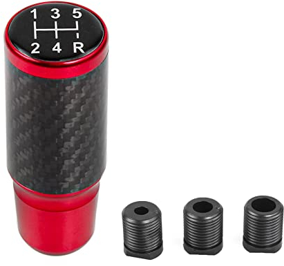 muge racing Pomo de palanca de cambios, palanca de cambios universal de aluminio de 5 velocidades con 3 adaptadores (rojo)