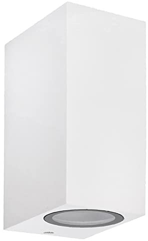 Außenwandleuchte Cube 2-flammig IP44 weiß mit LEDVANCE ZigBee Lampe warmweiß dimmbar