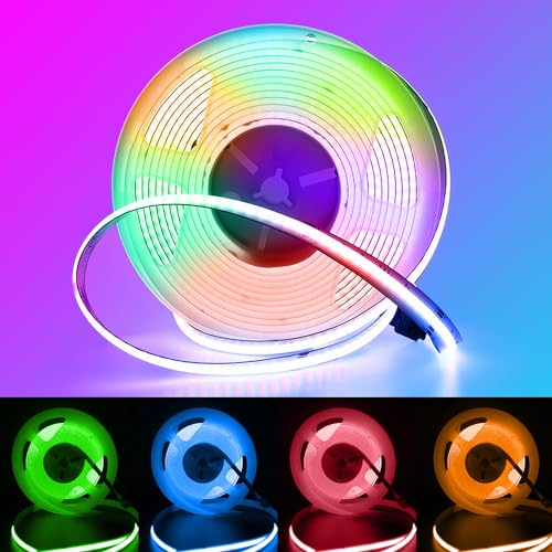 Arotelicht COB LED Streifen RGB 24V 5M, COB LED Strip dimmbar Lichterkette Hohe Dichte 840LEDs/M IP20 für Schlafzimmer Küche Home Innendekoration