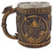 Krug Thor - detailliert verarbeiteter, dekorativer, mittelalterlicher Krug mit Thorkopf und herausnehmbarem Edelstahleinsatz - Material: Harz