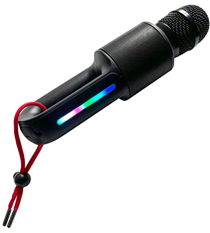 Singing Machine Portable, Handheld Bluetooth Karaoke Microphone and Speaker with Synchronized Lights and 22 Professionally Tuned Vocal Effects for Adults and Kids, Black