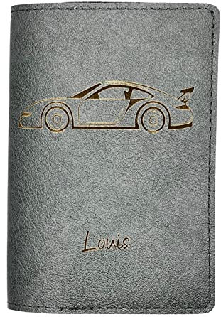 Porte Carte Grise Personnalisé, Pochette Made in France, Étui 100% Personnalisable, Protège Carte Grise Voopies, Protection Carte Grise Cuir. (Gris)