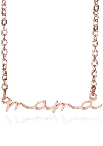 18K Gold Plated Stainless Steel Dainty Simple Design Mama Nana Letter Necklace For Women Mother's Day Anniversary Jewellery Gifts For Mom (mama-Rose Gold)