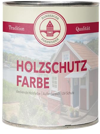 Bamberger Farbwerke Holzschutzfarbe Möbelfarbe Wetterschutzfarbe Holzfarbe für Außen (750ml, Lichtgrau)
