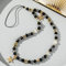 Böhmische Anti-Verlorene Handy Lanyard,Bunte Perle Telefon Lanyard Handykette Handschlaufe Universale Telefonkette Handy Charm Handyhülle Anhänger Dekoration Zubehör Handyanhänger für Damen,Schwarz #2