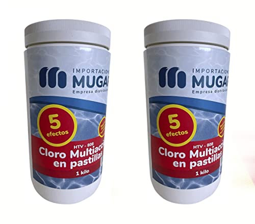 Mugar- Cloro Mini Pastillas 5 Acciones 1kg en Pastillas de 20 Gramos Cloro Mini Piscinas- Paquetes 1-2-3-4kg (2)