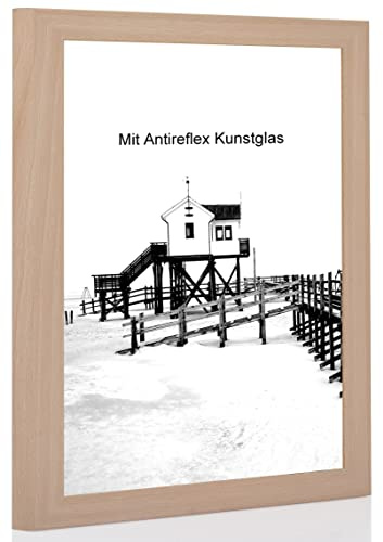 Bilderrahmen Buche mit Antireflexglas - Bildgröße 70x100 cm - Leistenbreite 30mm