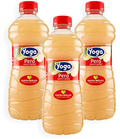 3X Yoga Pera Succo di Frutta e Polpa al Gusto di Pera Italiana 1L [3 Bottiglie]