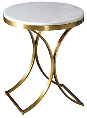 Exquisiter Couchtisch, Beistelltisch, Tee-Beistelltisch, runder Beistelltisch aus Edelstahl, Marmor, Wohnzimmer, Schlafzimmer, Couchtisch, moderner Nachttisch, Sofatisch, Beistelltisch, Tee-Beistellti