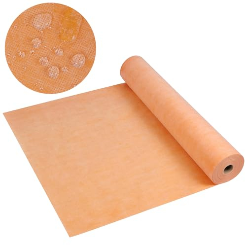 BECHAEO Wasserdichte Membran für Dusche, 100 x 24 m, 20 mm, wasserdichte Membran, Fliesen-Unterlage, Polyethylen-Gewebe-Rolle für Badezimmer, Wand, Boden