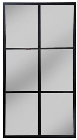 THEROSE Espejo Ventana Negro, Espejo Industrial, Aluminio Negro, 120 x 60 cm (Negro)
