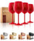 Gusto Nostro Weinglas mit Stiel aus Edelstahl - Unzerbrechliche Kelche mit 540 ml - Elegantes Trinkgeschirr in Rot für Champagner und Cocktails (4er Pack)