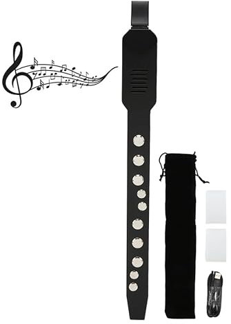 Digital Wind Instrument, MIDI 10 Tones HIFI Rechargeable Electronic Saxophone, with Touch Keys, 3 Blowing Sensitivity, 12 Accompaniments, Removable Nozzle (Black)