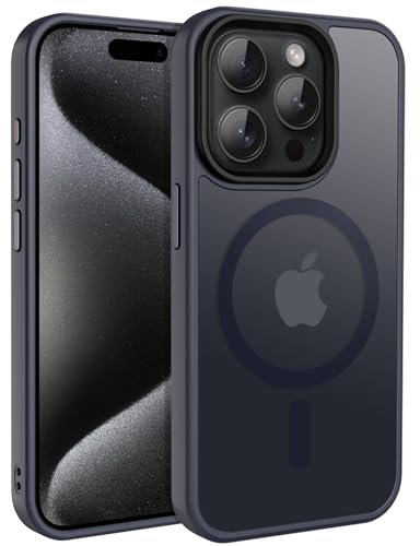CACOE für iPhone 15 Pro Max Hülle mit Kameraschutz, Kompatibel mit MagSafe, Stoßfest Kratzfest Magnetisch Rückseite Handyhülle für iPhone 15 Pro Max Case Transluzente