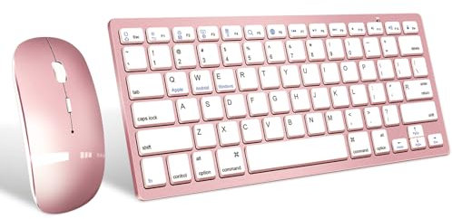 Wireless Bluetooth Keyboard and Mouse Set, Portable Slim Silent Cordless Keyboard and Mouse Combo Compatible with iPad/Mac/Macbook/Android/Windows/PC/Computer