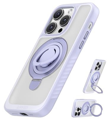 Anker Magnetischer Ringständer für iPhone 14 Pro Hülle, Silikon-Fingerring-Griffständerhalter, Militärnorm Sturzgeprüft, kompatibel mit MagSafe, integrierter Kickstand, weiche Kante Anti-Fingerabdruck
