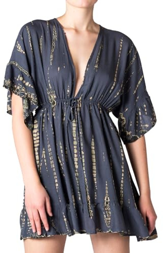 PANASIAM Dress Tiedye Style, Grey Black, M