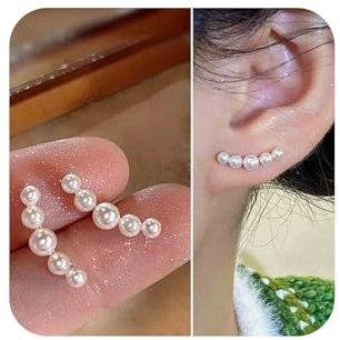 Aneneiceera Boucles D'oreilles Perle Boho Grimpante Vintage Clou En Grappe Bijoux Pour Femmes