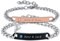 2PCS Bracelets Couple Amoureaux Personalisés - Bracelet Réglable en Cordon Tressé Acier Inoxydable Zircon Cristal Bracelet avec Gravure Bracelets d'Amitié (Personnalisé-Argent&Argent)