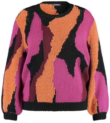 Samoon Damen Pullover mit ausgefallenem Dessin Langarm, Ärmelbündchen Gemustert