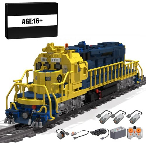 BlocteckToy MOC Klemmbausteine Technik Zug Set, 3163 Teile SD40-2 Eisenbahn-Lokomotive Zug Modell Bausteine mit Schienen und 3 Motoren Bauspielzeug, Geschenk für Erwachsene und Jungen