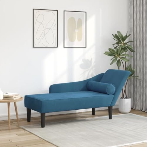 Willood Chaiselongue mit Kissen Blau Samt