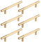 Gold 150MM Knurled Cupboard Handles, 6 Pack 96mm Hole Center T Bar Handles Knurled Drawer Handles Gold Modern Furniture Handles Long Wardrobe Door Handles Door Handles Kitchen Drawer Handles
