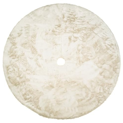 Weihnachtsbaum Decke 120 cm Rund Weihnachtsbaum Röcke aus Plüsch Fell | Teppich Decke Klein | Weihnachtsbaumständer Unterlage Baum Rock | Weihnachtsschmuck | Model Beige [165]