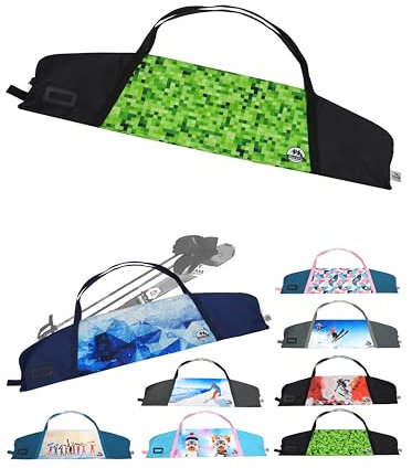 BAMBINIWELT Skitasche Kinder - Skisack für Ski, Stöcke & Handschuhe - Robuste Skibag aus wasserdichtem Cordura - Skicover mit Zwei-Wege-Reißverschluss & Tragegriffen (Modell 01, 125cm)