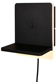 lightling LED Wandlampe Filipp, Wandleuchte, FLEXconnect, USB & USB-C Anschluss, induktive Ladestation, dimmbar mit Schalter, Höhe 20 cm, Breite 16 cm, schwarz matt