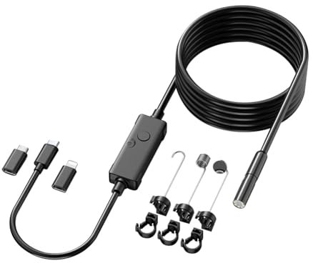 Ptdfjspt W400 Repair Tools Car Diagnostic Tools 8mm 8LED Camera Endoscope Type-C Micro Adapter for Smart Phone Android Type C Cars Mobile 8mm Endoscope Automotive Boroscope Inspection Device D