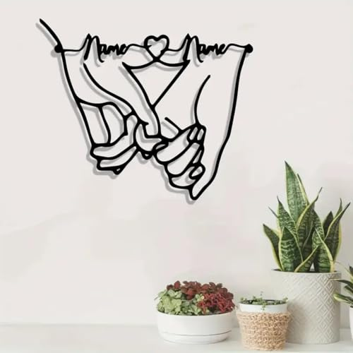 Personalisiertes Hochzeitsgeschenk für Paare 2025, individuelles Metall-Namensschild, Paar Hand in Hand, Metall-Wandkunst, Geschenke für sie, Brautpaar, Brautparty, Geschenke für Sie, Brautpaare
