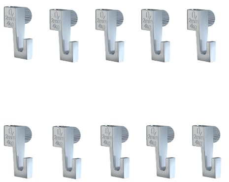 Artiteq Mini Haken 4 kg – Set mit 10 Stück – Verstellbare Aluminium Bildhaken für 2 mm Perlonseil – Für professionelle Bilder Aufhängesysteme