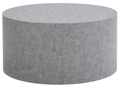 Wohnling Couchtisch MONOBLOC 60x60x30 cm in Beton-Optik Grau, Design Wohnzimmertisch Rund, Lounge Sofatisch, Kaffeetisch Modern
