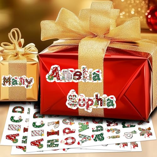 Personalisierte Weihnachtsaufkleber für Geschenkverpackungen, Geschenkanhänger, Etiketten, Weihnachtsmann-Elch-Design, individuelle Geschenkanhänger, Etiketten für Geschenke, Umschläge, Karten