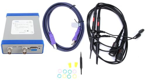 Baxnore Digital Oscilloscope 50MHz USB Virtual Oscilloscope 2 Channel with Probe for Engineers Students Makers 1G Sampling Rate 153x93x23mm