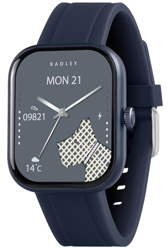 RADLEY Series 55 Smart Watch for Women with Hands-Free Calling, 1.75'' Touch Screen, Step Count, SOS Feature,Health Fitness Tracker, Heart Rate Monitor, Music Control, Navy Silicone Strap