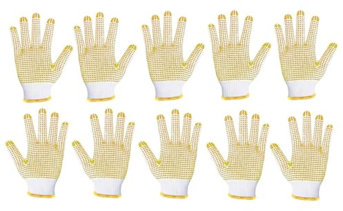 Uoqpty Guanti da Lavoro 5 Paia di Muffole Traspiranti e Antiscivolo | Guanti da Lavoro Uomo per Elettrico Automobilistico Meccanico Giardinaggio Cortile Pesca All'aperto