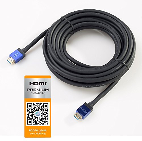 SlimHDMI 7m Premium Certified HDMI Cable with Secure Lock Connector (4K Ultra HD, Gold Plated, 1080p, 3D, High Speed, ARC)