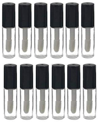 Lot de 12 mini tubes vides rechargeables en plastique transparent pour gloss à lèvres, cosmétiques, maquillage, échantillons - 1,2 ml noir 1.2ML