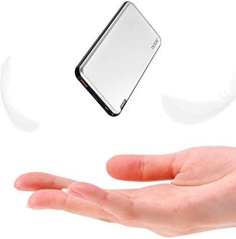 TNTOR 10000mAh Portable Charger, USB-C Power Bank with 18 W PD and QC 3.0, Aluminum shell with Ultra Slim Design (Silver)