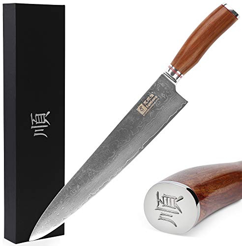 YOUSUNLONG SunlongCouteau de Chef 30,50 cm (12 Pouces) par Manche Japonais VG10 de Gyuto en Palissandre damassé martelé