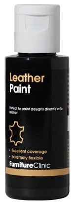 Furniture Clinic Leather Paint - for Painting All Leathers: Footwear, Handbags, Clothing, etc. Flexible and Durable (Black, 125ml)