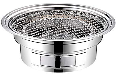 Grill de barbacoa de barbacoa de acero inoxidable, consumidor y parrilla redonda sin humo, Parrilla de la parrilla de carbón de leña al aire libre,A