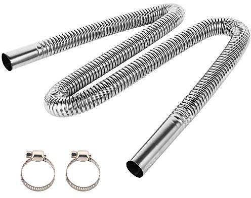 200cm Tuyau d'Echappement de Voiture Tuyau d'Echappement du Rechauffeur Inoxydable 25mm Résistant à la Corrosion Tuyau d'Event de Gaz Silence de Tuyau Portable pour Chauffage Diesel Longueur (200cm)